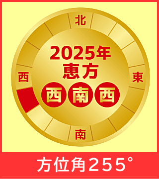 今年の恵方は西南西（255°）